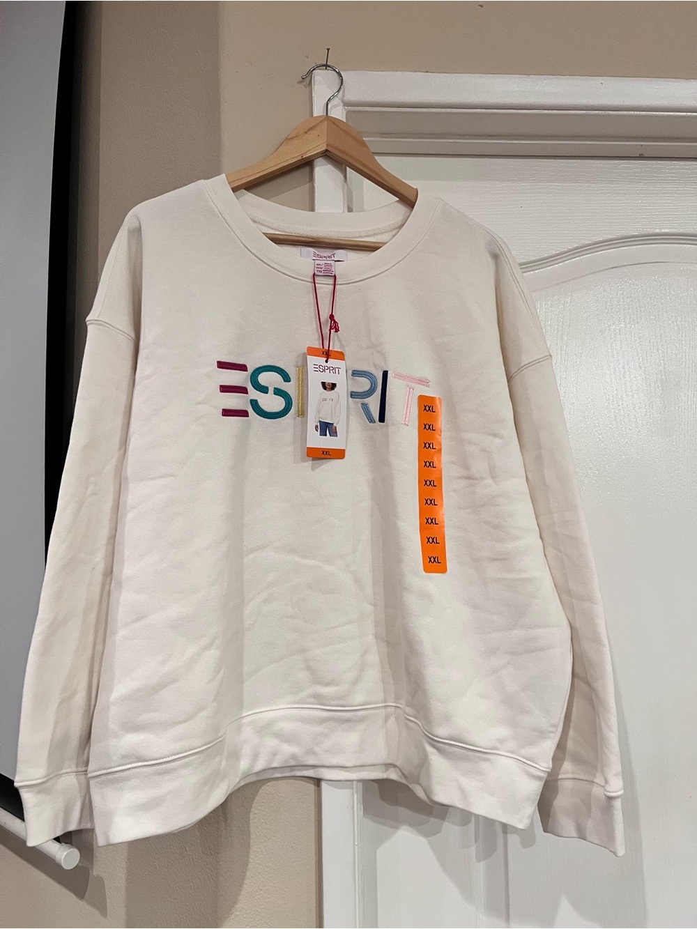 Esprit Retro 80’s Cream Crewneck Sweatshirt XXL NWT - Picture 2 of 2